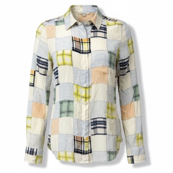 Equipment Tops - EQUIPMENT FEMME Colorful Patchwork Silk Long Sleeve Shirt Blouse